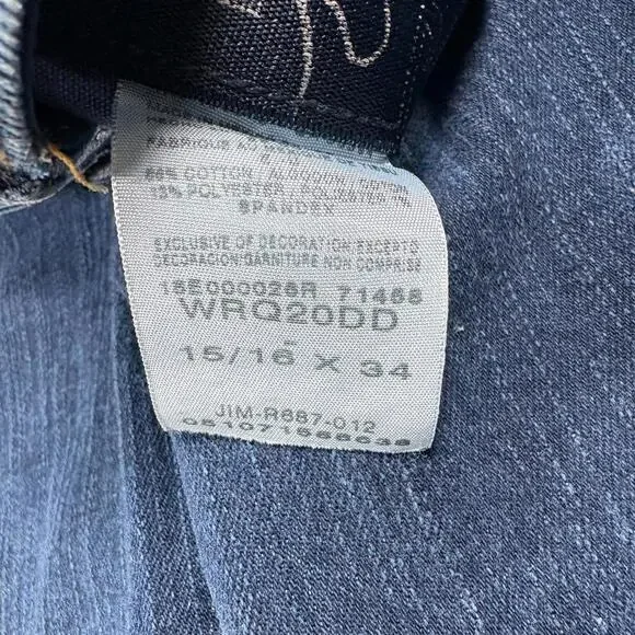 Wrangler Q-Baby Womens Jeans Size 15/16x34 Blue Denim Mid Rise Stretch Bootcut - Picture 7 of 13
